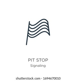 Pit stop icon. Thin linear pit stop outline icon isolated on white background from signaling collection. Line vector sign, symbol for web and mobile