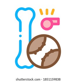 Vector de iconos de pozo, silbato y bolas. Símbolo de esbozo, silbato y bola. Ilustración de símbolo de contorno aislado