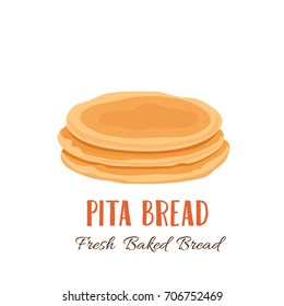 Pita Bread Icon For Bakery Shop Or Food Design. Vector Illustration.