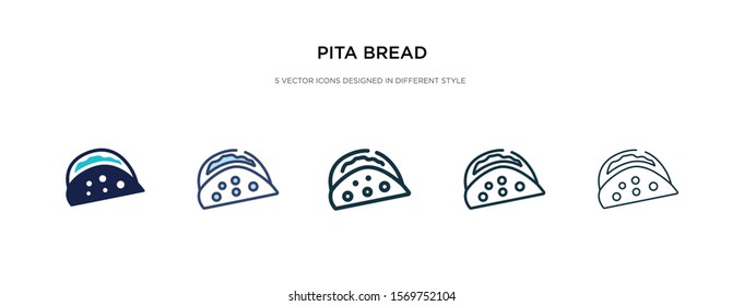 pita bread icon in different style vector illustration. two colored and black pita bread vector icons designed in filled, outline, line and stroke style can be used for web, mobile, ui