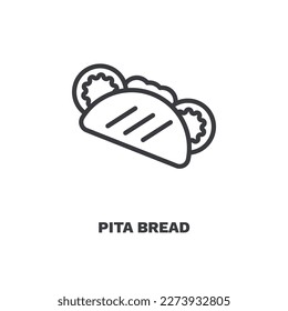 Pita-Brotsymbol. Thin Line Pita Brot Symbol aus der Restaurantsammlung. Rahmenvektor einzeln auf weißem Hintergrund. Bearbeitbare Pitafarben-Zeichen können im Web und mobil verwendet werden
