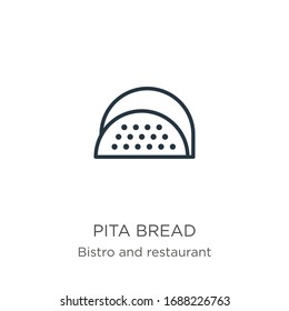 Pita bread icon. Thin linear pita bread outline icon isolated on white background from bistro and restaurant collection. Line vector sign, symbol for web and mobile