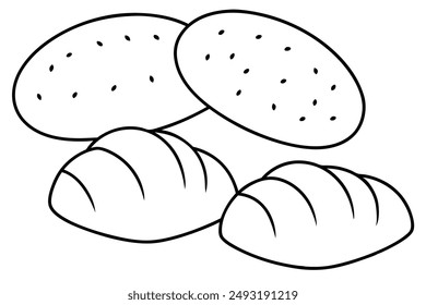 Pita Bread Line Art Traditional Hand Drawn Bakery Design