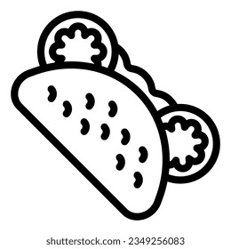 Pita bread line icon. Fast food vector illustration isolated on white. Tacos outline style designed for and app. 