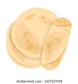 Pita Bread. Tasty Food, Delicious Handmade Meal. Fresh Tortilla. Isolated Vector Illustration In Cartoon Style