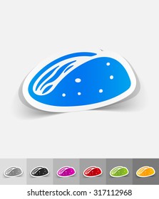 pita paper sticker with shadow. Vector illustration