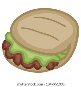 Pita Turkish. Food Doodle Color Clip Art. Hand Drawn Design. Color Sketch