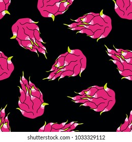 pitahaya (dragon fruit) seamless doodle pattern