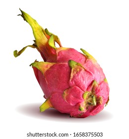 Pitahaya low poly. Fresh, nutritious and tasty pitahaya. Symbols of fruits. Elements for label design. Pitaya in triangulation technique. 