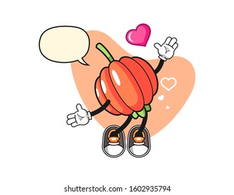 Pitanga fall in love with speech bubble cartoon. Mascot Character vector.