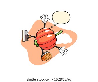 Pitanga fall from sky with thought bubble cartoon. Mascot Character vector.