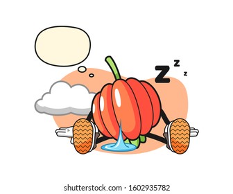 Pitanga sleep with thought bubble cartoon. Mascot Character vector.