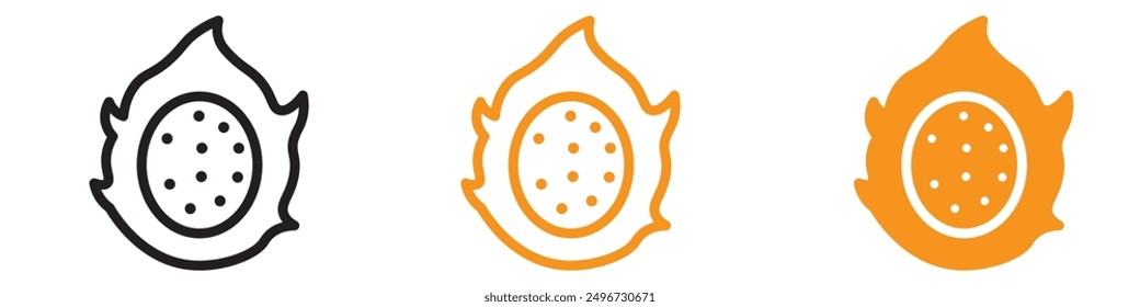 Pitaya Icon Set Ilustraciones de Frutas de Dragón para Proyectos de Alimentación y Nutrición