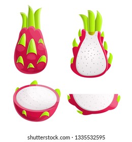 Pitaya icons set. Cartoon set of pitaya vector icons for web design