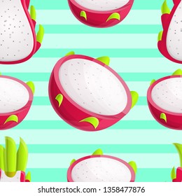 Pitaya pattern. Cartoon illustration of pitaya vector pattern for web design
