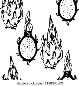 pitaya, pitahaya tropical fruit seamless pattern