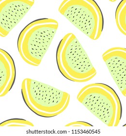 pitaya seamless pattern. Fresh dragon fruit yellow and green summer detox