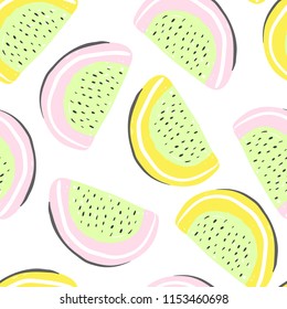 pitaya seamless pattern. Fresh dragon fruit purple, yellow and green summer detox