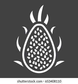 Pitaya solid icon, dragon fruit and tropical, vector graphics, a glyph pattern on a black background, eps 10.
