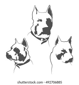 pitbul dog silhouette american staffordshire terrier vector icon