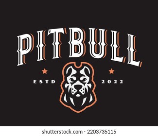 Pitbul logo, emblem design editable for your business. Dog vector illustration.