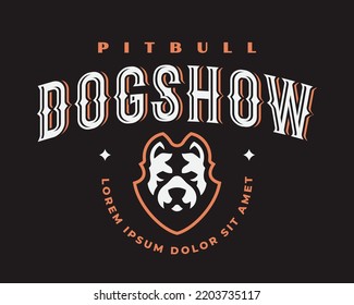 Pitbul logo, emblem design editable for your business. Dog vector illustration.