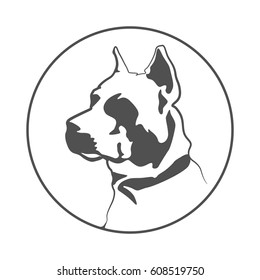 Pitbul silhouette. American staffordshire terrier dog vector icon