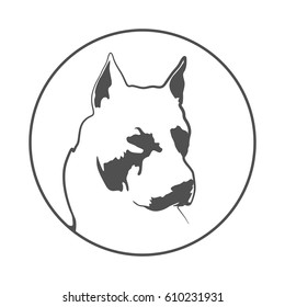 Pitbul silhouette. American staffordshire terrier dog vector icon