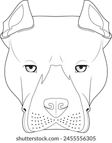 Pitbull o American Staffordshire perro fácil para colorear Ilustración vectorial de dibujos animados. Aislado sobre fondo blanco