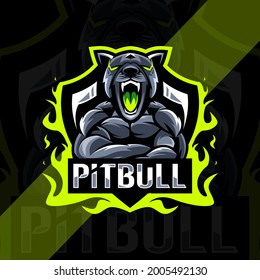 Pitbull angry mascot logo esport design