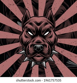 Pitbull artwork illustration mascot design