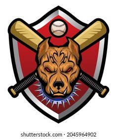 Pitbull Baseball Bat Vector Logo Template Stock Vector.Vector illustration