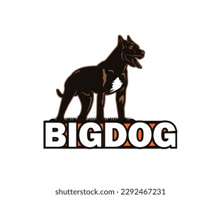 PITBULL BIG DOG LOGO, silhouette of smart terrier dog vector illustrations