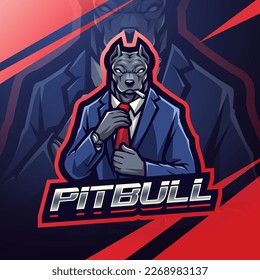 Pitbull boss esport Mascot Logo