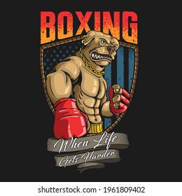 pitbull boxing american mascot illustration 