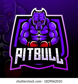 Pitbull boxing esport logo mascot design
