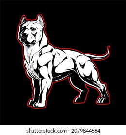 Pitbull Breed Dog Illustration Vector Design