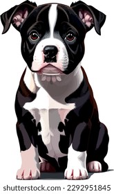 Pitbull breed dog vector head, isolated, transparent background