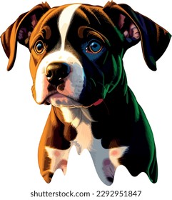 Pitbull breed dog vector head, isolated, transparent background