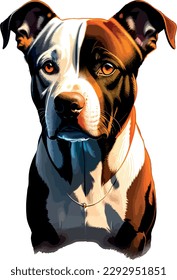 Pitbull breed dog vector head, isolated, transparent background