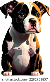 Pitbull breed dog vector head, isolated, transparent background