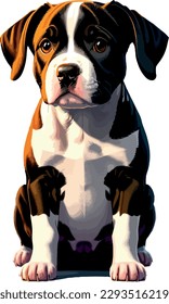 Pitbull breed dog vector head, isolated, transparent background