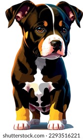 Pitbull breed dog vector head, isolated, transparent background