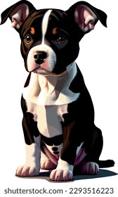 Pitbull breed dog vector head, isolated, transparent background