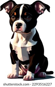 Pitbull breed dog vector head, isolated, transparent background