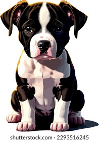 Pitbull breed dog vector head, isolated, transparent background