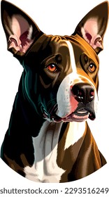 Pitbull breed dog vector head, isolated, transparent background