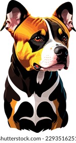 Pitbull breed dog vector head, isolated, transparent background