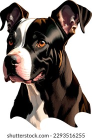 Cabeza vectorial de la raza Pitbull, aislado, trasfondo transparente