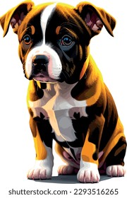 Pitbull breed dog vector head, isolated, transparent background